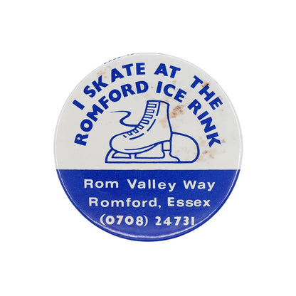 スケート靴 I SKATE AT THE ROMFORD ICE RINK 缶バッジ バッチ