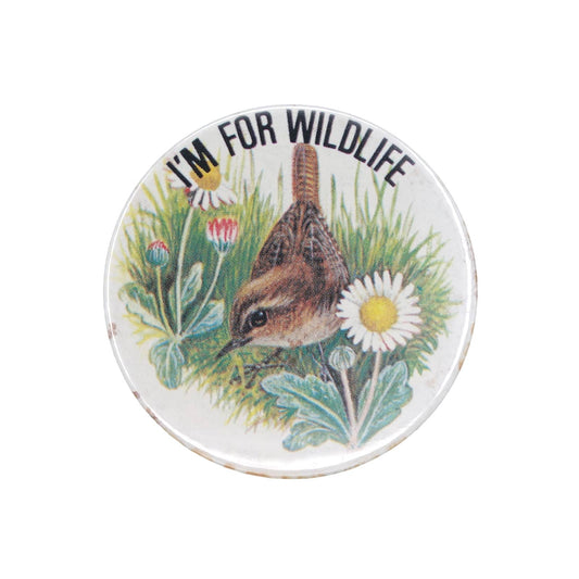 I'M FOR WILDLIFE ミソサザイ 鳥 缶バッジ バッチ