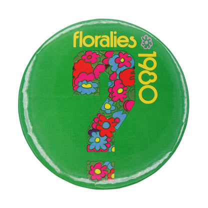 floralies 1980 缶バッジ 花の？マーク 缶バッチ
