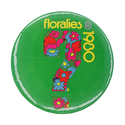floralies 1980 缶バッジ 花の？マーク 缶バッチ
