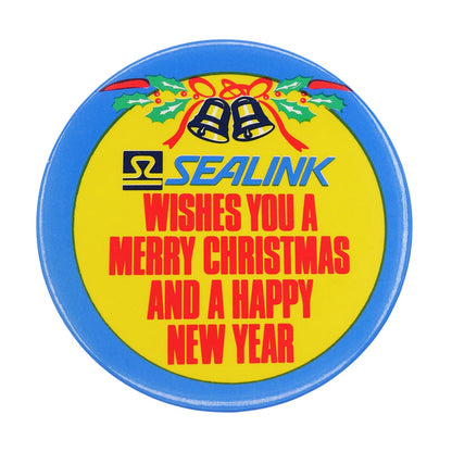 英国 フェリー会社 SEALINK 缶バッジ レトロ 缶バッチ クリスマス&新年記念