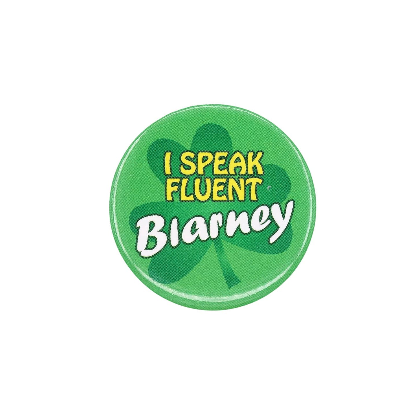 I SPEAK FLUENT Blarney 缶バッジ バッチ アイルランド伝承ジョーク クローバー