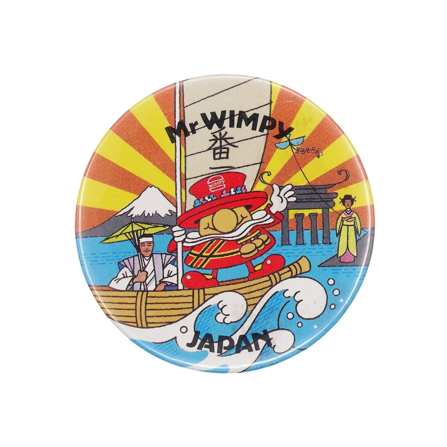 Mr WIMPY ウインピー 缶バッジ バッチ JAPAN ハンバーガーチェーン