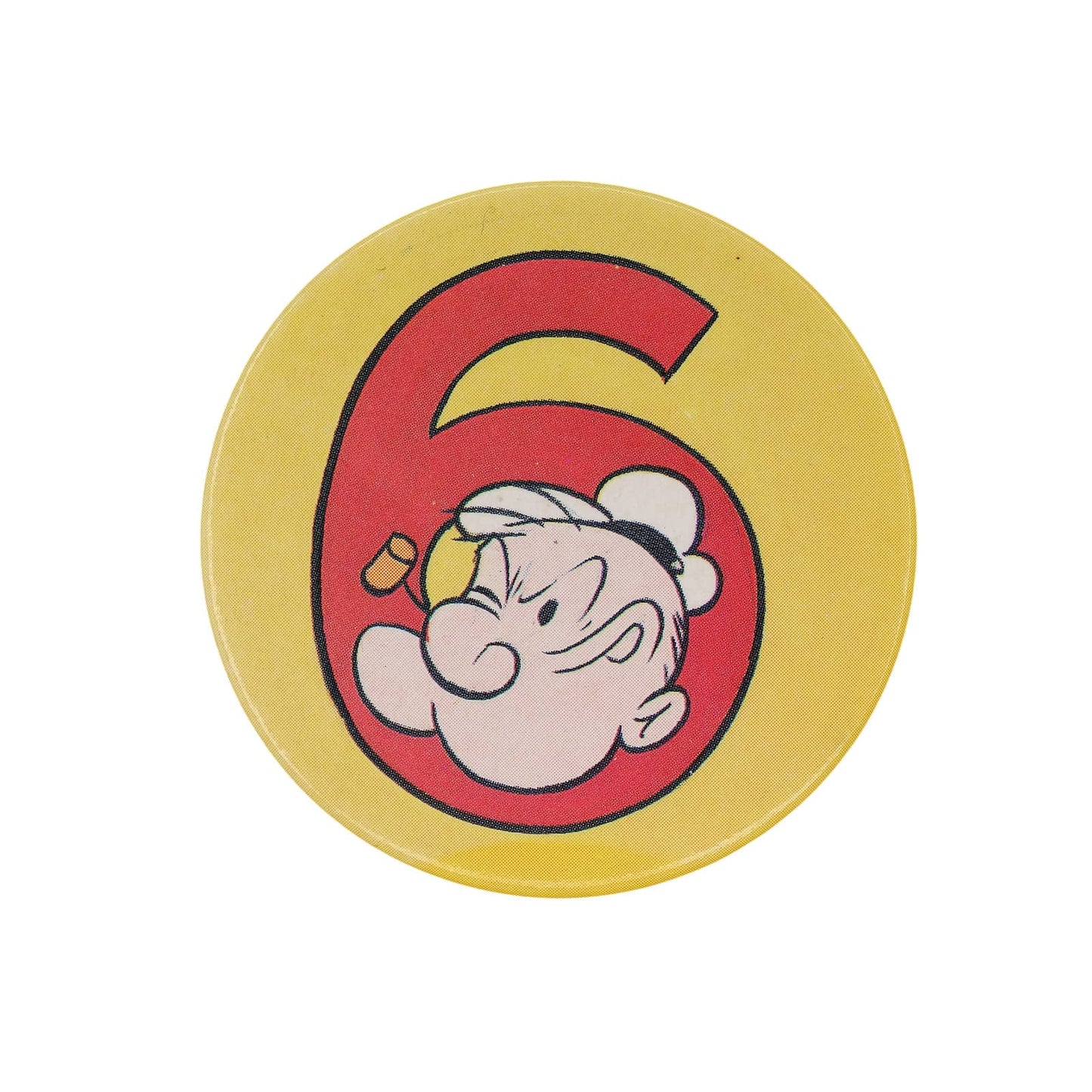ポパイ 数字 6 キャラクター ビンテージ 缶バッジ バッチ 6歳 誕生日