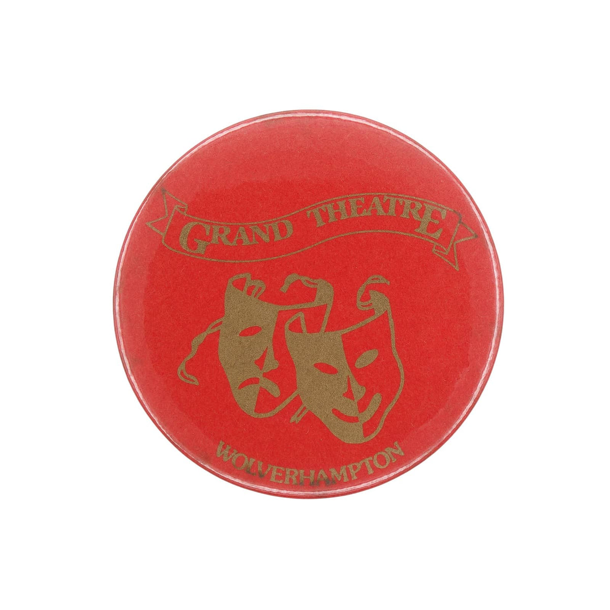 劇場 GRAND THEATRE WOLVERHAMPTON 喜劇と悲劇の仮面 ヴィンテージ 缶バッジ 缶バッチ
