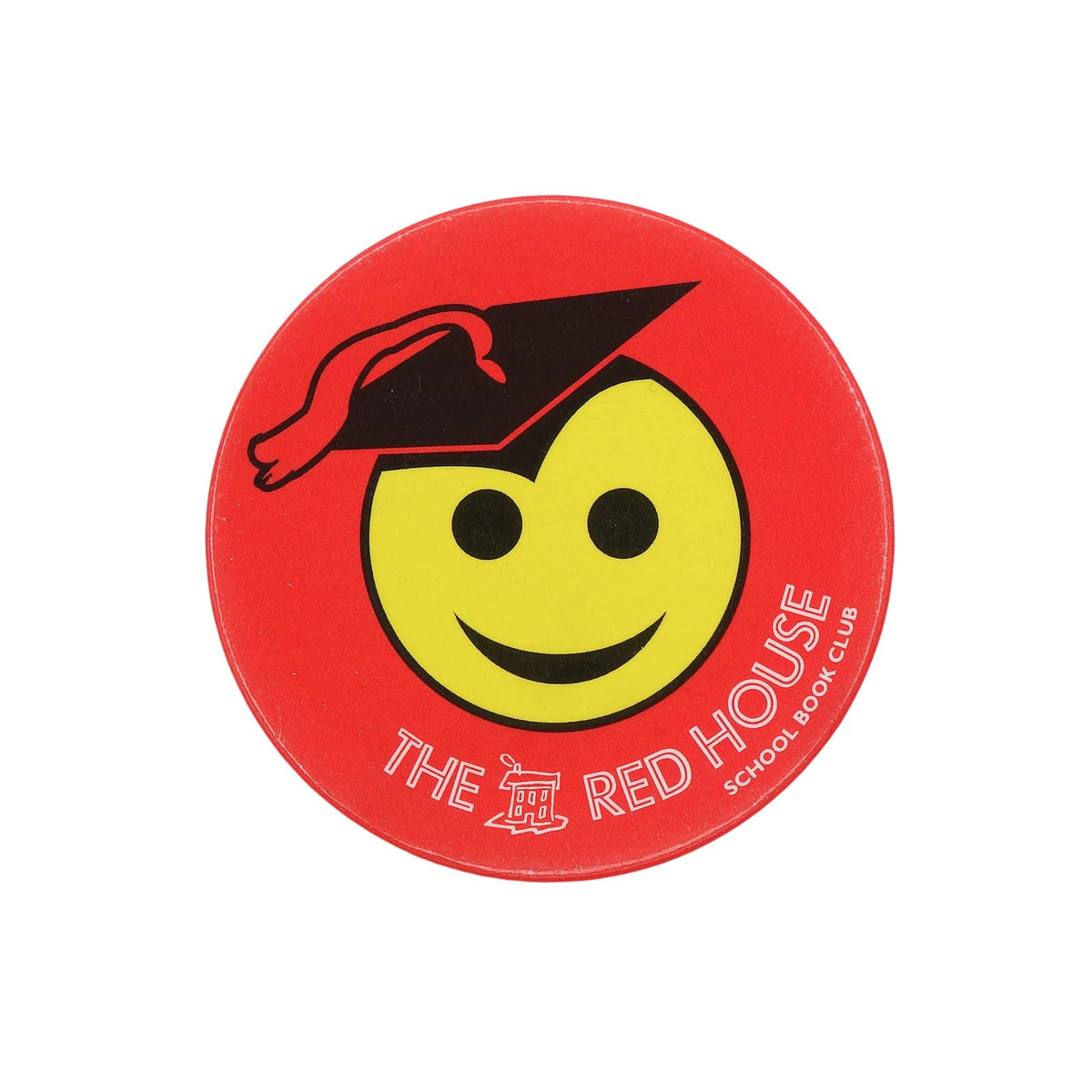 THE RED HOUSE SCHOOL BOOK CLUB 缶バッジ レトロ 缶バッチ 角帽スマイリーフェイス