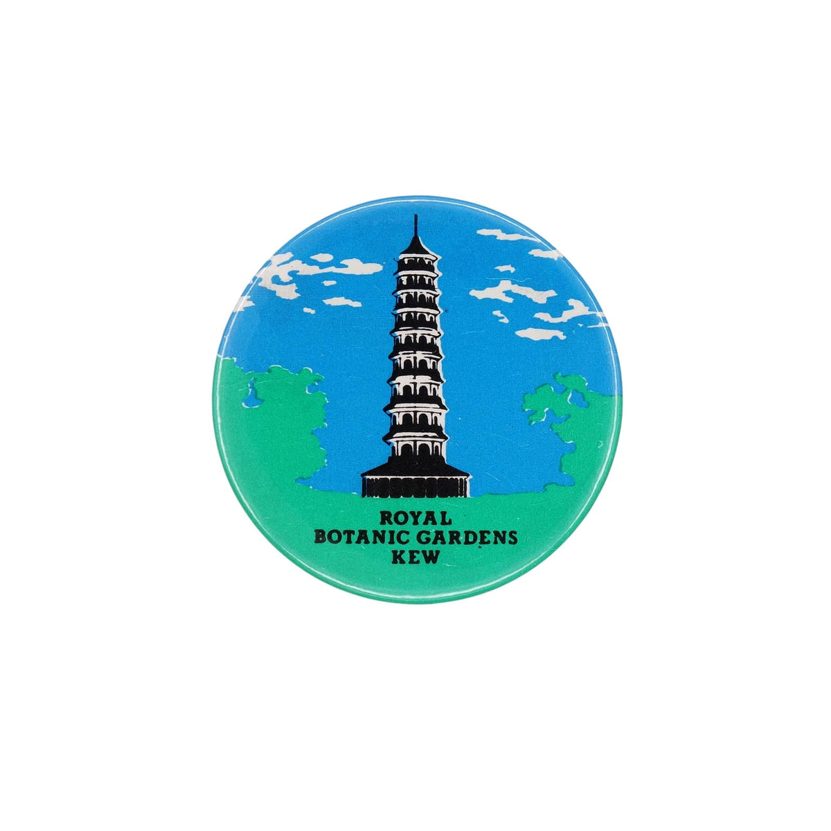 ROYAL BOTANIC GARDENS KEW キュー王立植物園 グレート・パゴダ レトロ 缶バッジ