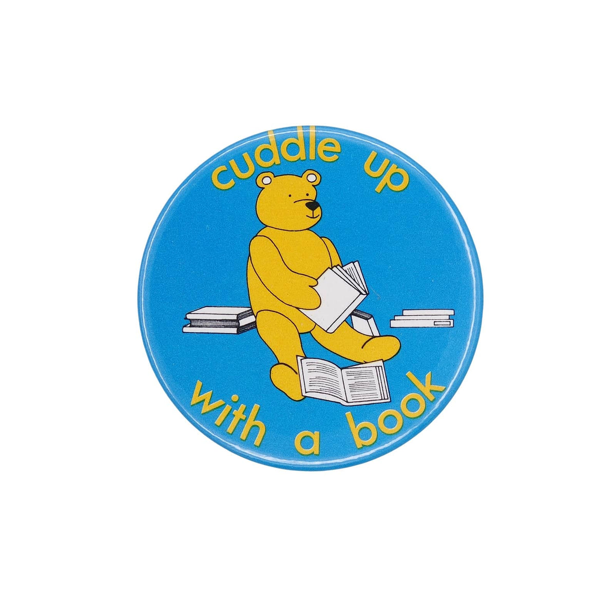 読書に夢中の テディ・ベア ヴィンテージ 缶バッジ バッチ cuddle up with a book