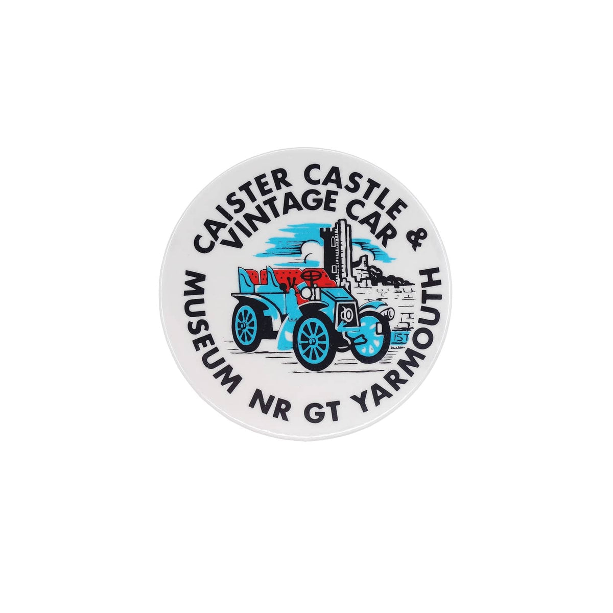 イングランド カイスター城 & ヴィンテージカー博物館 缶バッジ レトロ バッチ CAISTER CASTLE & VINTAGE CAR MUSEUM