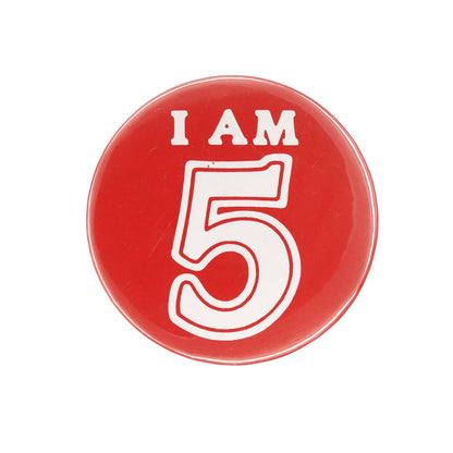 I AM 5 缶バッジ レトロ 缶バッチ 数字 文字 5歳 誕生日