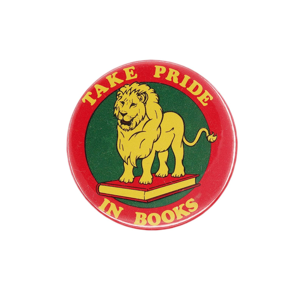 ライオン TAKE PRIDE IN BOOKS ヴィンテージ 缶バッジ イギリス 80's レトロ 缶バッチ