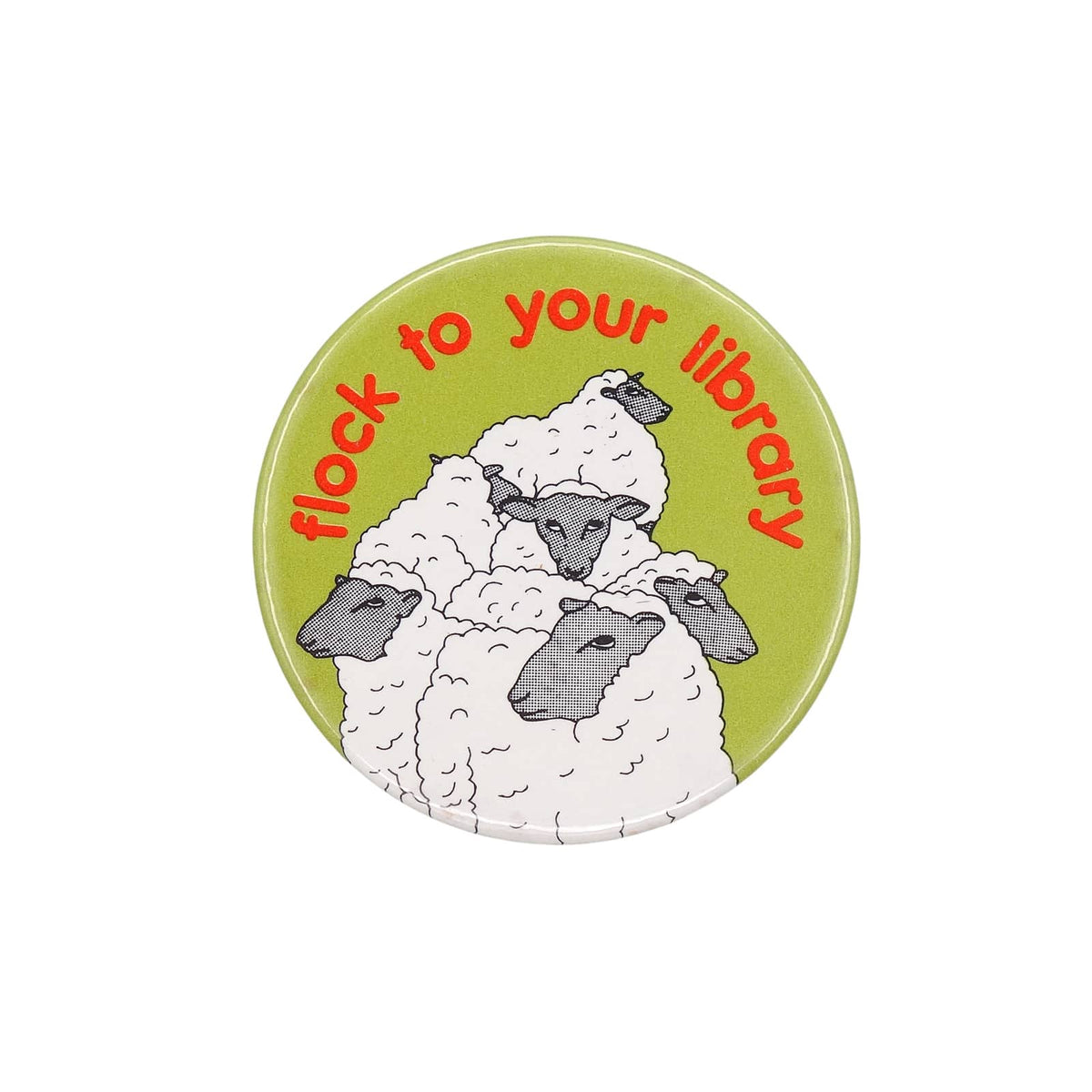 ヒツジ ヴィンテージ 缶バッジ レトロ 缶バッチ flock to your library