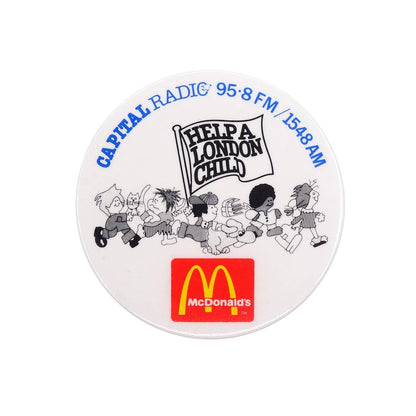 マクドナルド × キャピタル・ラジオ HELP A LONDON CHILD チャリティ 缶バッジ 90's レトロ ビンテージ 缶バッチ