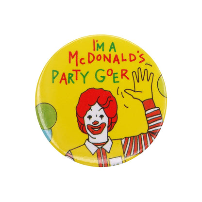 マクドナルド・キャラクター ヴィンテージ 缶バッジ I'M A McDONALD'S PARTY GOER 缶バッジ ロナルド レトルト 缶バッチ
