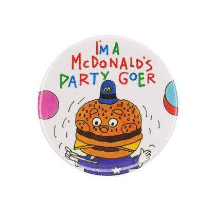 マクドナルド・キャラクター ビッグマックポリス ヴィンテージ 缶バッジ レトロ 缶バッチ I'M A McDONALD'S PARTY GOER