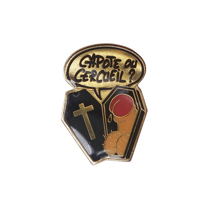 男性器 クロス 棺桶 CAPOTE OU CERCEUIL! ピンズ エイズ啓発活動