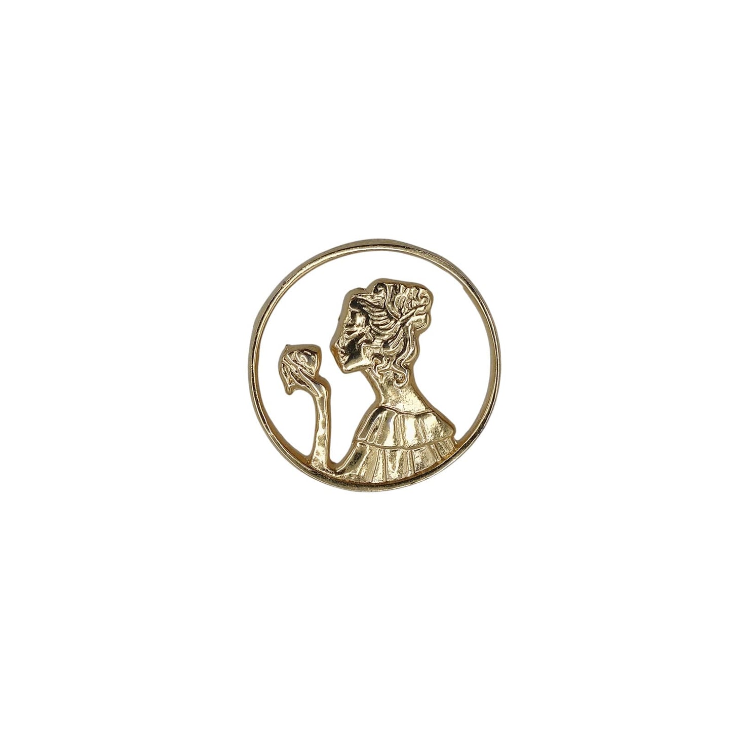 女性の横顔 ピンズ 金色