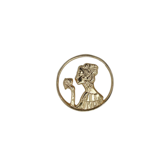 女性の横顔 ピンズ 金色