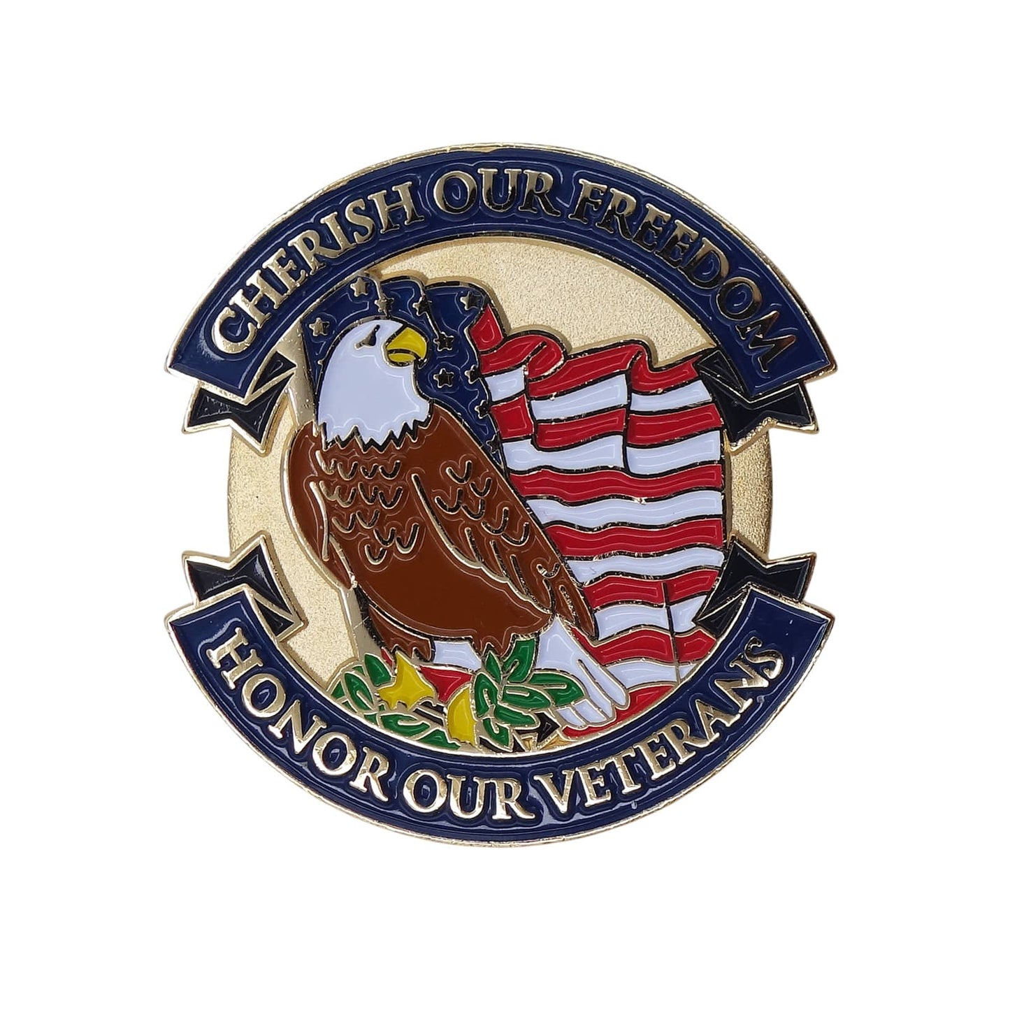 CHERISH OUR FREEDOM HONOR OUR VETERANS ピンズ 星条旗 ハクトウワシ