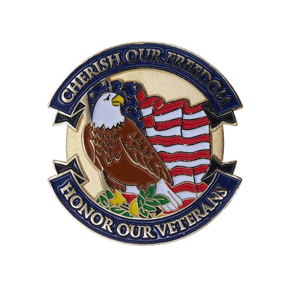CHERISH OUR FREEDOM HONOR OUR VETERANS ピンズ 星条旗 ハクトウワシ