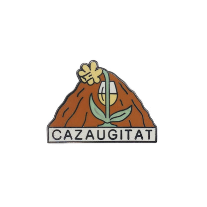 CAZAUGITAT ワイングラスと花 山型 ピンズ
