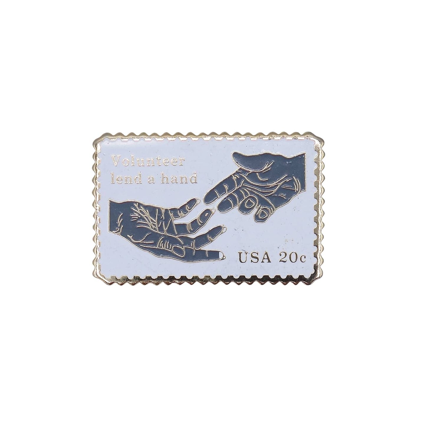 Volunteer Lend a Hand ボランティア USA 20c 切手型 ピンズ