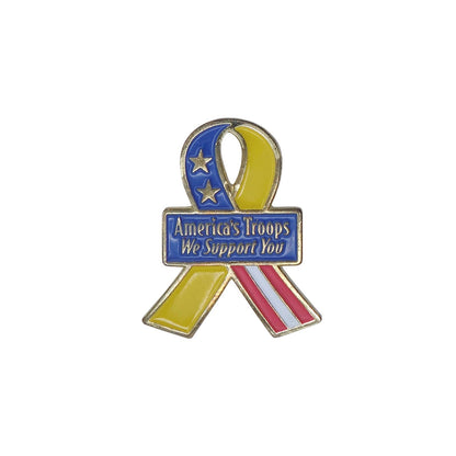 America's Troops We Support You 星条旗柄 イエローリボン ピンズ