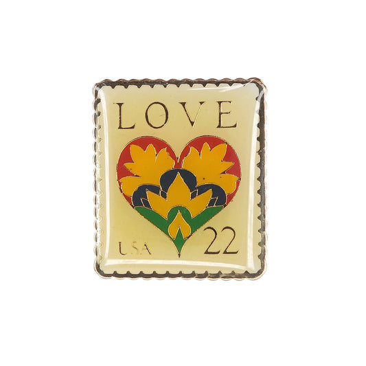 LOVE USA 22 切手型 ピンズ ハート ピンバッチ