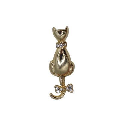 猫 ピンズ 金色 ラインストーン装飾 アクセサリー ピンバッチ