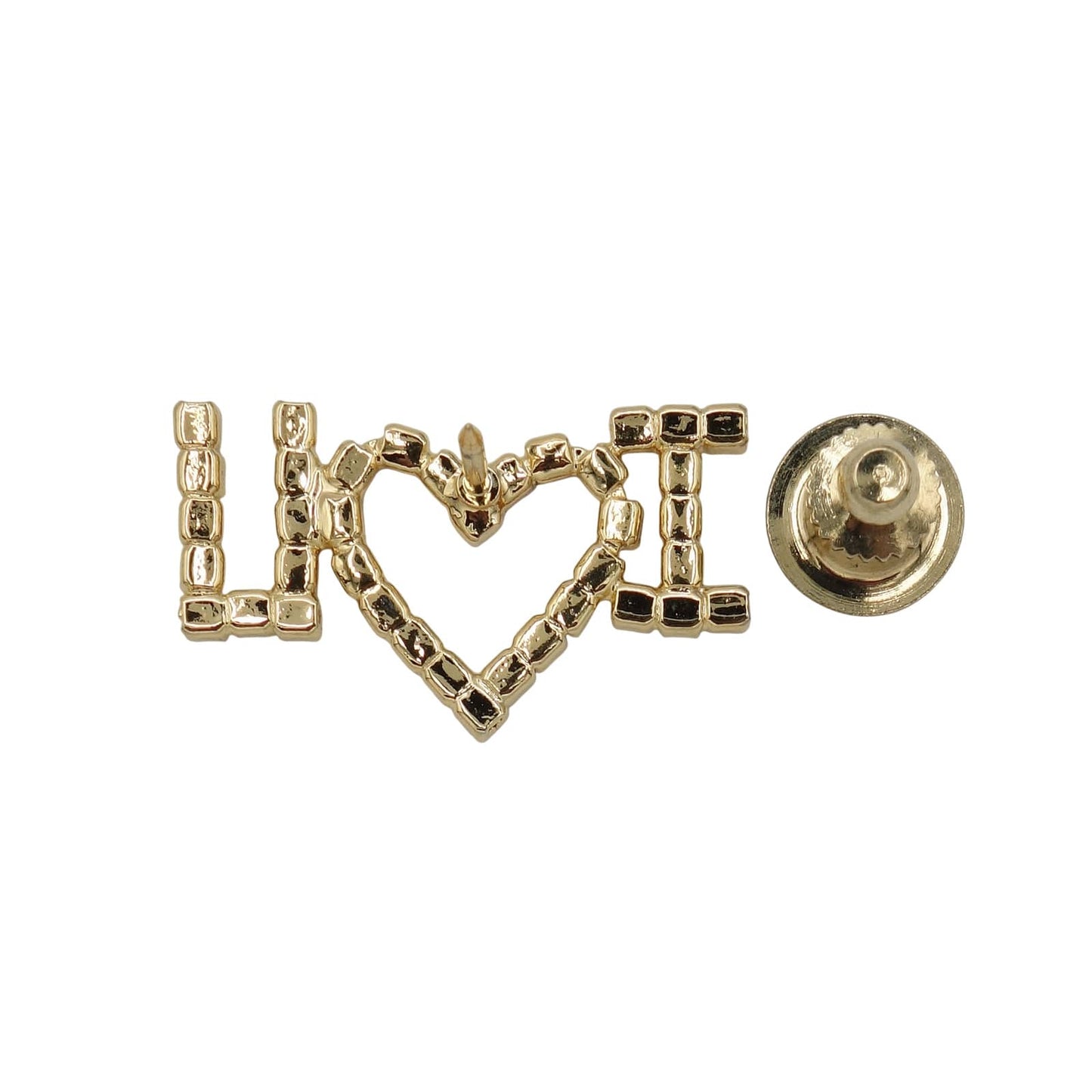 I LOVE YOU ラインストーン ピンズ ピンバッチ