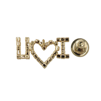 I LOVE YOU ラインストーン ピンズ ピンバッチ
