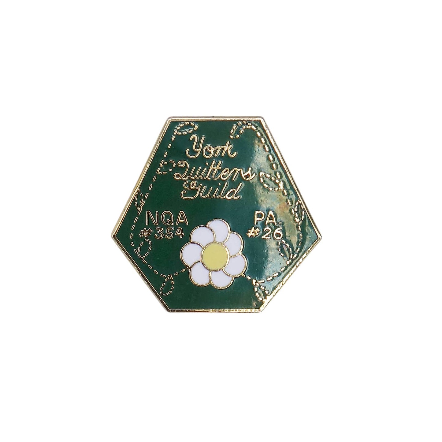 キルト愛好会 York Quilters Guild ピンズ ピンバッチ 中央に花