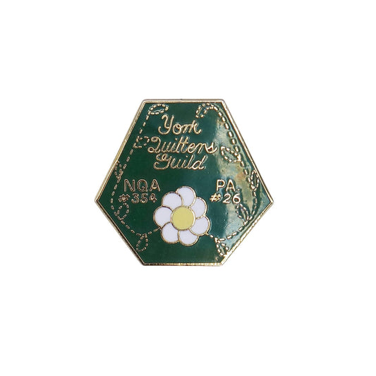 キルト愛好会 York Quilters Guild ピンズ ピンバッチ 中央に花