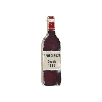 SENECLAUZE ワイン ボトル型 ピンズ 酒 ワインレッドver. レトロ ピンバッチ アクセサリー
