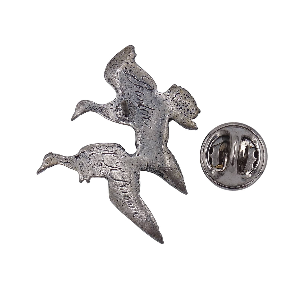 A.R. Brown 鴨 2羽のカモ 鳥 ピューター ピンズ アクセサリー ピンバッチ