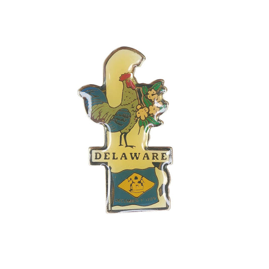 DELAWARE デラウェア州 地図型 ピンズ 州旗 ブルーヘン ピーチブロッサム レトロ ピンバッチ