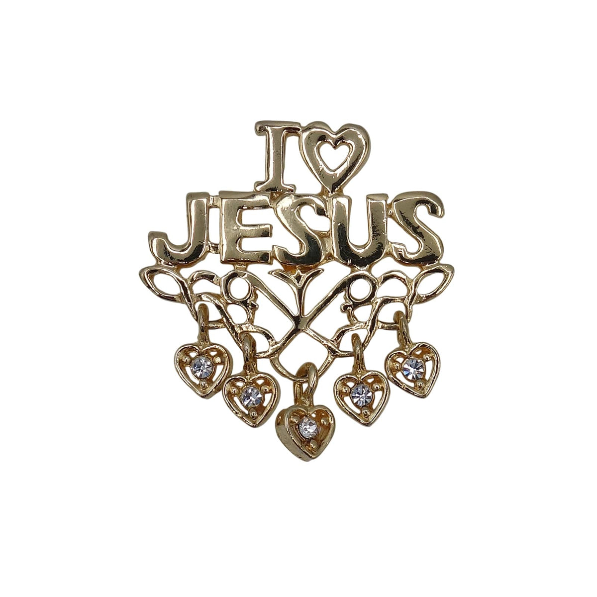 I LOVE JESUS ピンズ ハート キリスト ジーザス アクセサリー ラインストーン装飾 ピンバッチ