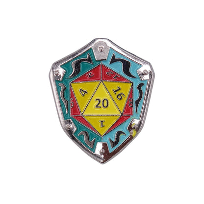 LOOTCRATE D20 シールド型 ピンズ テーブルトークRPG 20面ダイス ピンバッチ
