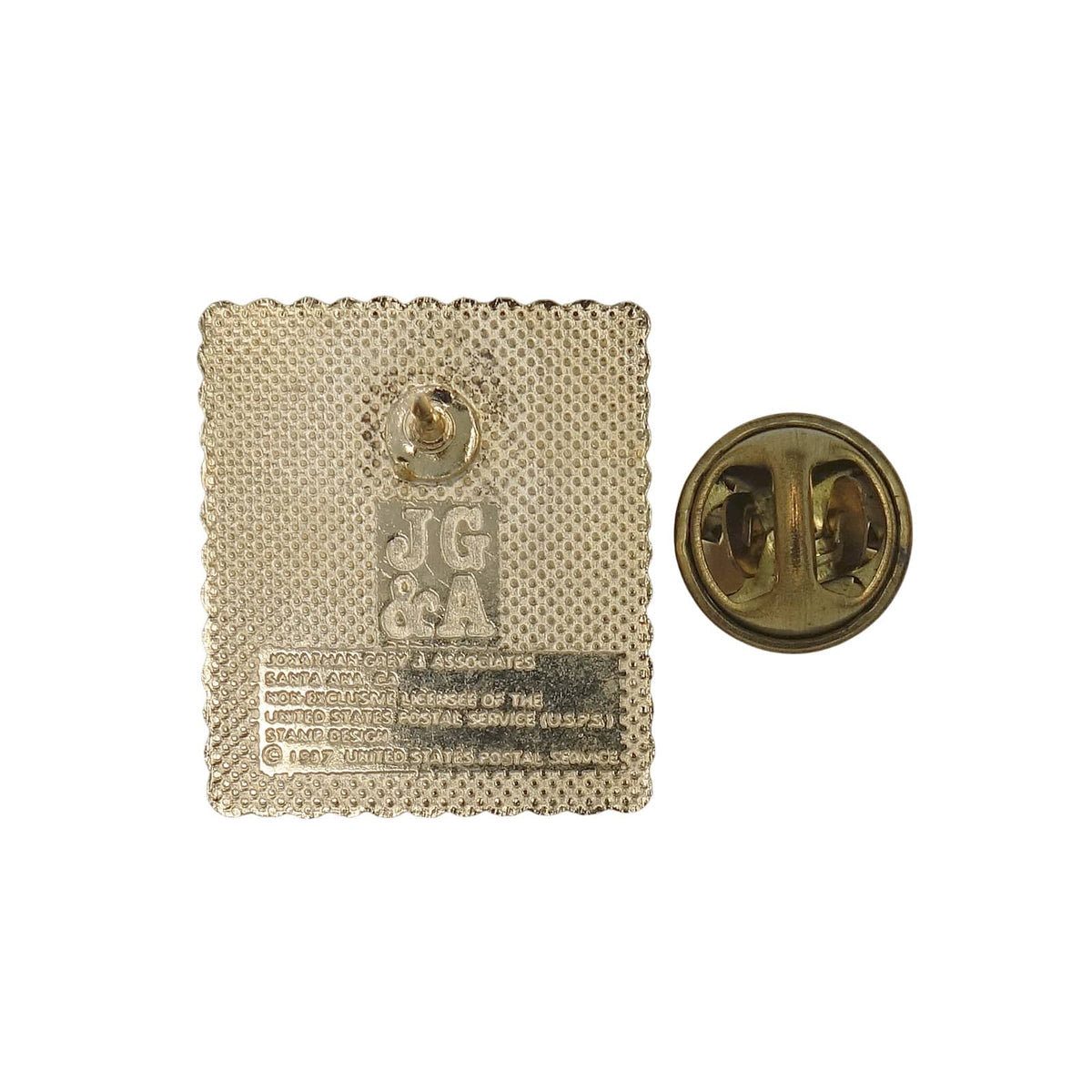星条旗と花火 USA 22c 切手型 ピンズ レトロ ピンバッチ